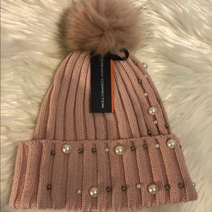 Winter Beaded Beanie with Pom Pom